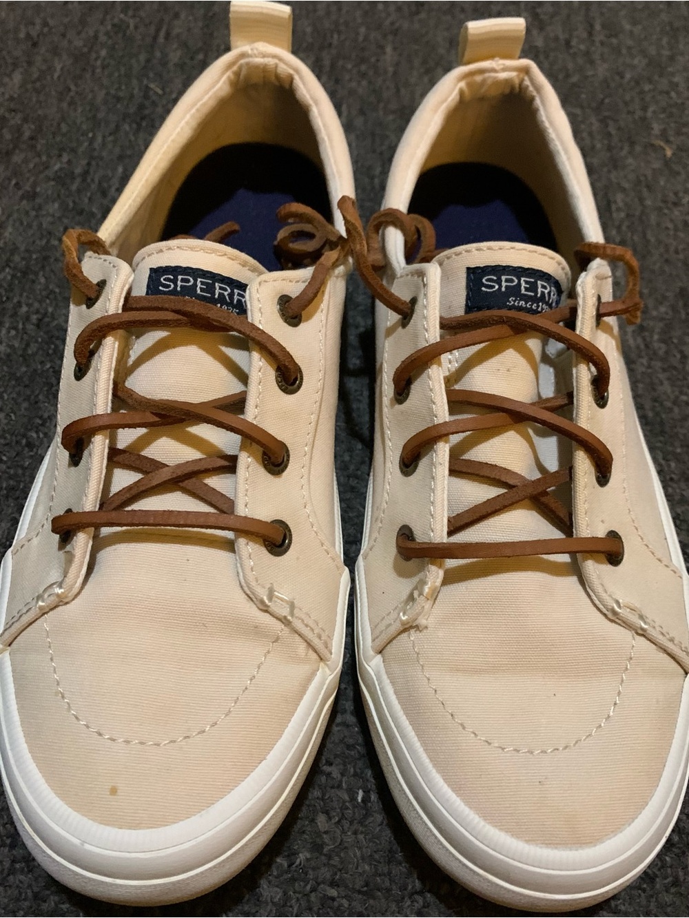 Women Sperry Top-Sider Tan Canvas Sneaker Sz. 7.5